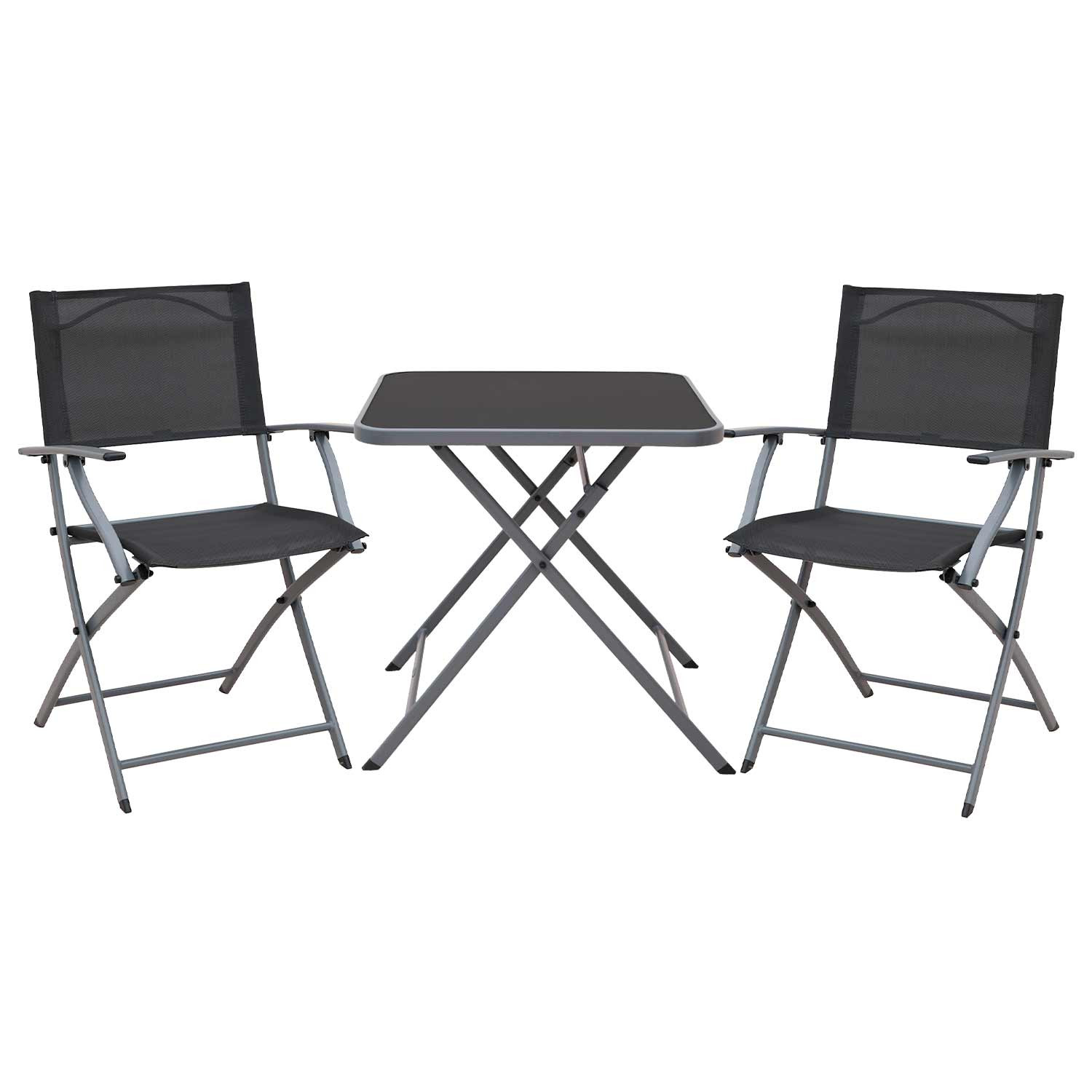 Conjunto de Jardín Plegable Mesa Cuadrada y 2 Sillas con Brazos Amber O91 Conjuntos para Terrazas 1